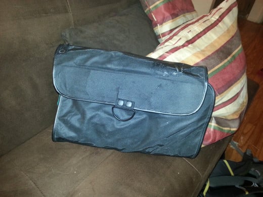 Even with all the pockets filled, it folds up to the size of a laptop.