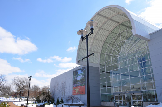 Here is the outside of the Missouri Botanical Garden in Missouri.  It was the end of winter, a perfect time for an orchid show!