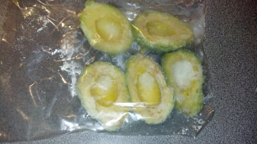 Avocados from my freezer. The fronts are a little oxidized, but still very usable. Great for smoothies!