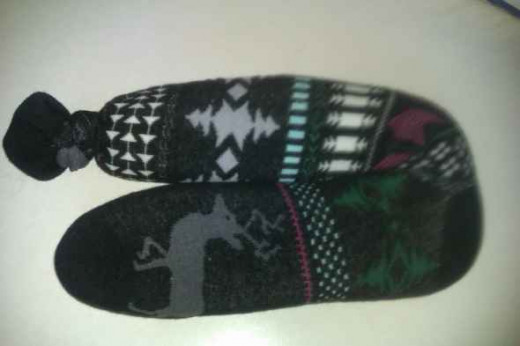 This is one of the rice socks I made for Christmas time. See the cute deer. My girls love this one.