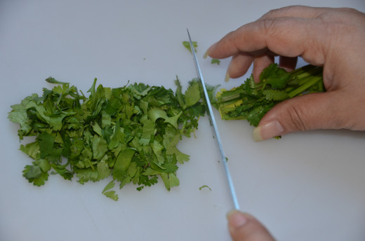 Cut all the way down to the thick part of the stems.