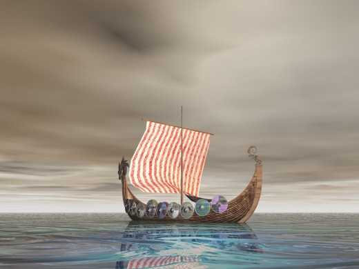 Viking ship with dragon prow