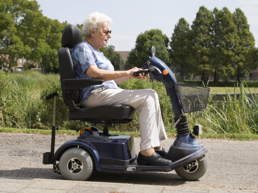 A Woman on A Mobility Scooter