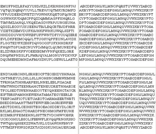 Kryptos Code Encryptions on the left -- Key on the right
