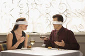 ordinary people wearing blindfolds to the outside  world around them