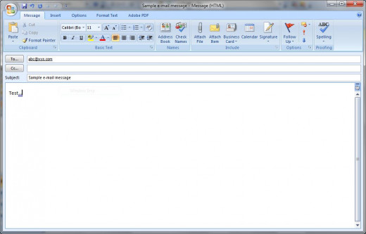 A screenshot of a sample e-mail.