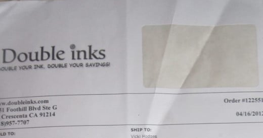 Receipt from Double Inks: 4 ink cartridges for only $28.98!