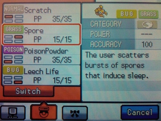 pokemon that know stun spore and sleep powder