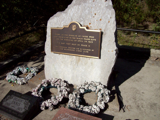 Memorial Dedicated to Those Who Lost Their Lives in the Frank Slide.  Located on the old Frank Road.