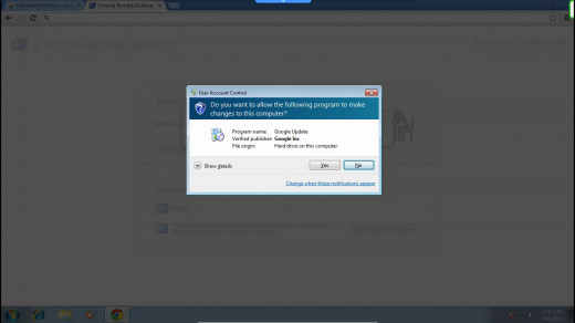 If a Google Update window pops up, click "Yes"