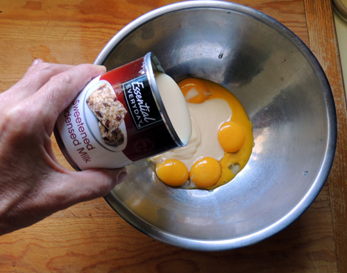 sweetened, condensed milk to bowl
