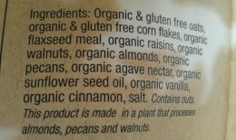 Ingredients label