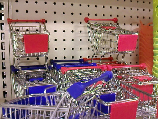 Mini shopping carts.