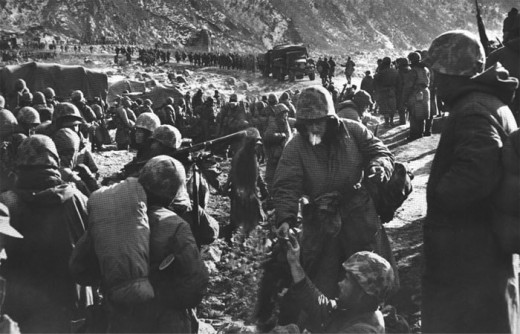 The "Frozen Chosen" prepare to move out from Hagaru to Koto-ri. c. Dec 1950
