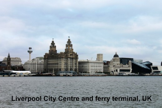 Liverpool city centre and ferry terminals.