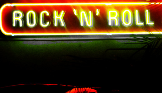 A little neon outside of Tommy Rockers