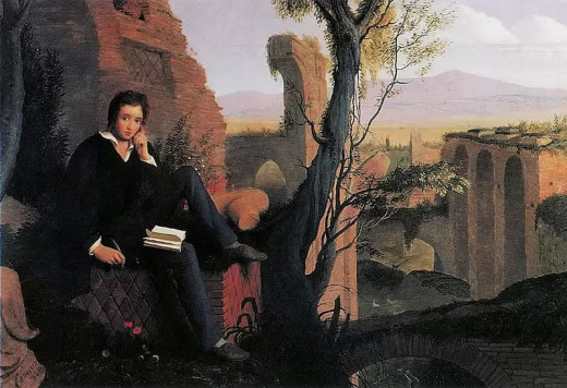 Posthumous Portrait of Shelley Writing Prometheus Unbound, by Joseph Severn