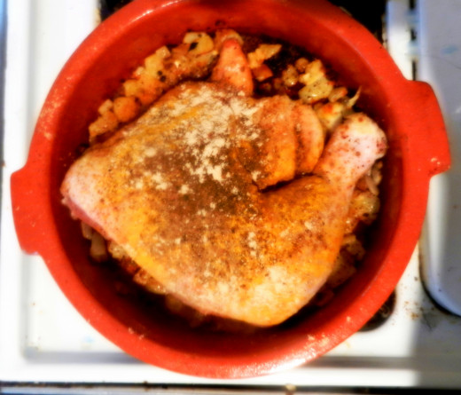 Spices applied directly to meat.