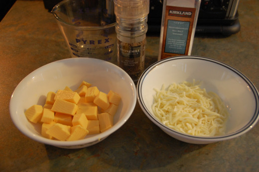 Velveeta cheese cubed and shredded mozarella