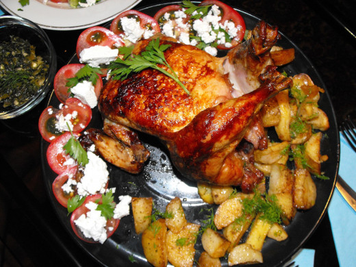 Roasted Chicken with Potatoes for dinner