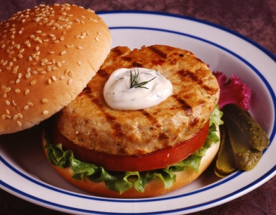 A grilled salmon burger made from can salmon the taste is good and the flavor profile is awesome but any way you make its up to you and your taste buds so try and enjoy.  