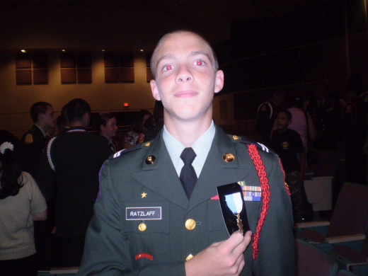 1st or 2nd year of JROTC.  He'd become an officer and wore many more ribbons by the time he graduated high school