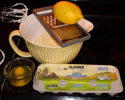 Zesting the lemon means to take all the yellow part off the lemon using a grater or zester.