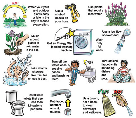 An infographic of ways to conserve water at home