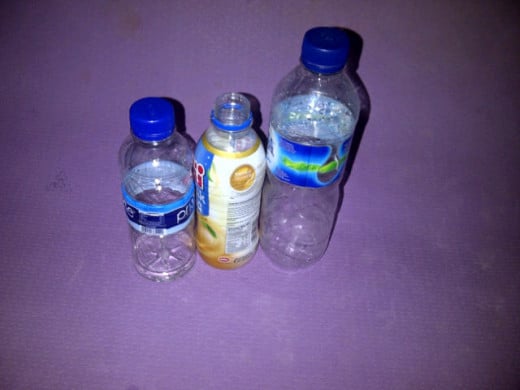 Fig 1: We use 2 small bottles and 1 medium bottle. Respectively bottle 1, bottle 2, and bottle 3.