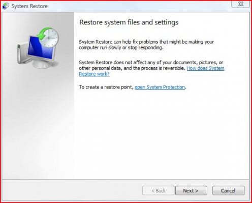 This is what you'll see when you open System Restore