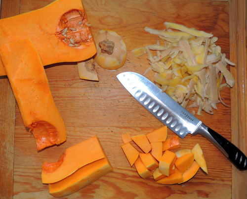 left to right, top to bottom squash prep