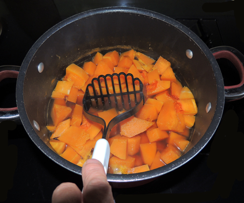 Mash squash and stock together