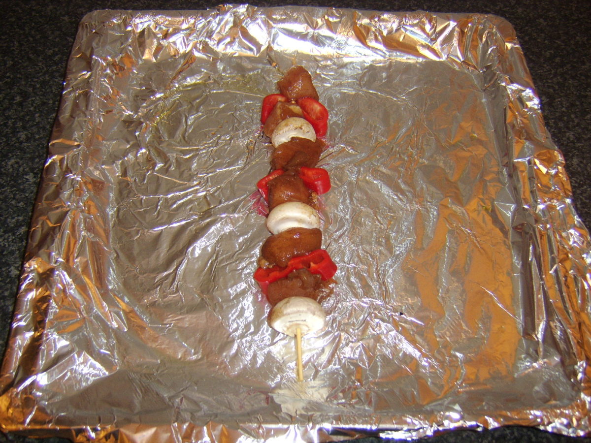 Assembled kebab ready to be grilled/broiled