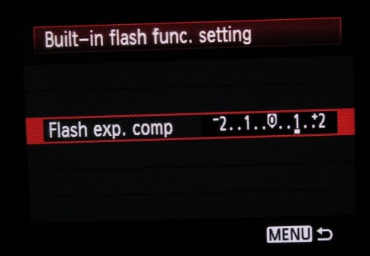 flash compensation settings Canon 1100D