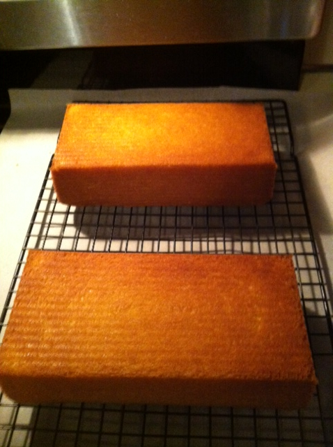 Turned out onto a cooling rack. I like to put a layer of parchment paper under the rack to catch any dripping glaze. Makes for easy clean-up!