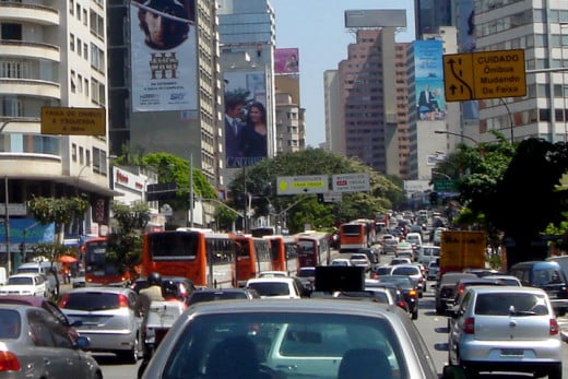 Traffic in Sao Paulo, Brazil. It looks worse than in my hometown of Washington, D.C.!