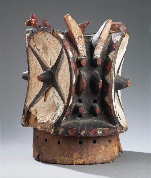 Bembe Artist Democratic Republic of the Congo  Helmet Mask possibly early 1900s wood with polychrome 43.0 cm.  Gift from the Frum collection 1999