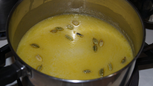 Rice with cardamom seeds, can substitute ground cardamom if you like. 