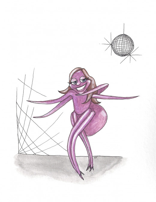 That's me as a spider caricature getting frisky. I don't stop, even in animation.