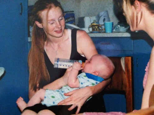 My best friend with her first child (before he was taken away). We were seventeen year ols. 