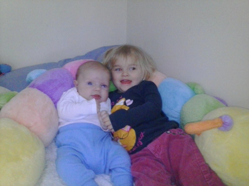 My daughter and my best friends second son. We have rebuilt our friendship and are both sober, so our babies can grow up together healthy and happy. 