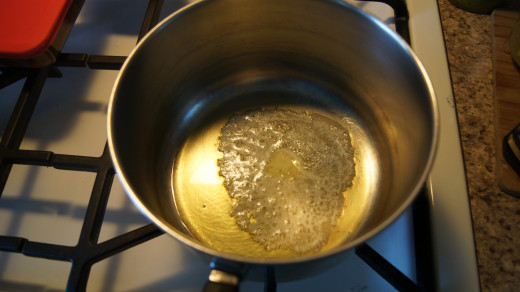 melting butter in the oil