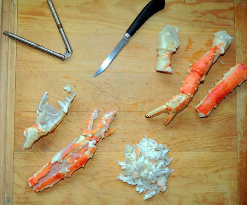 left to right, top to bottom, crab prep