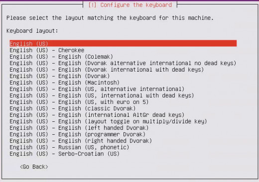 Select "English (US)", then, hit "Enter"