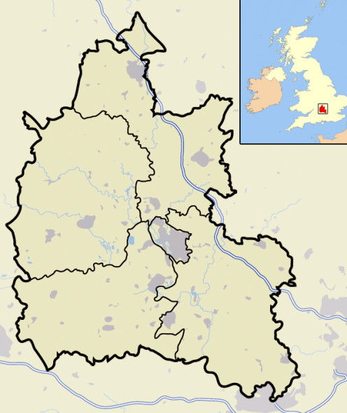 Map location of Oxfordshire, England