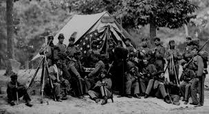 Civil war soldiers in camp