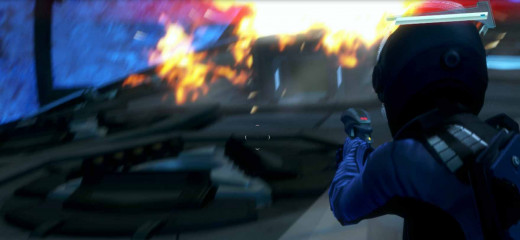 Star Trek the Video Game - shoot for cover and hide from the radiation blast.