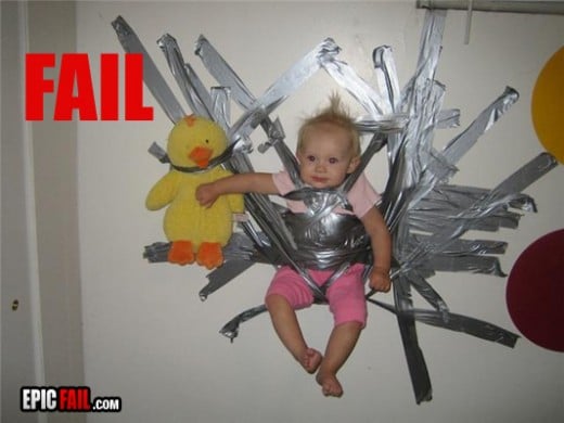 This baby totally taped herself to the wall - I swear.