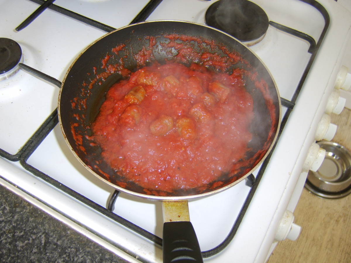 Spicy tomato sauce has been reduced