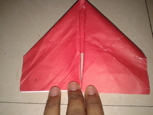 the two corners folded down from the top